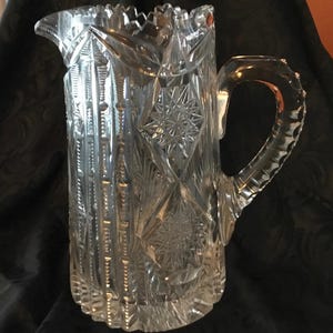 Antique Libbey Glass Company American Brilliant Period (ABP) Cut Glass Pitcher - 1896 to 1906