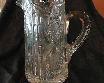 Antique Libbey Glass Company American Brilliant Period (ABP) Cut Glass Pitcher - 1896 to 1906