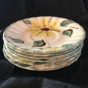 Vintage &quot;Blue Ridge&quot; Southern Potteries, Inc. - &quot;Sunfire&quot; Pattern 6.0&quot; Saucers (Set of Six) - Made in USA - 1930&#39;s to 1957