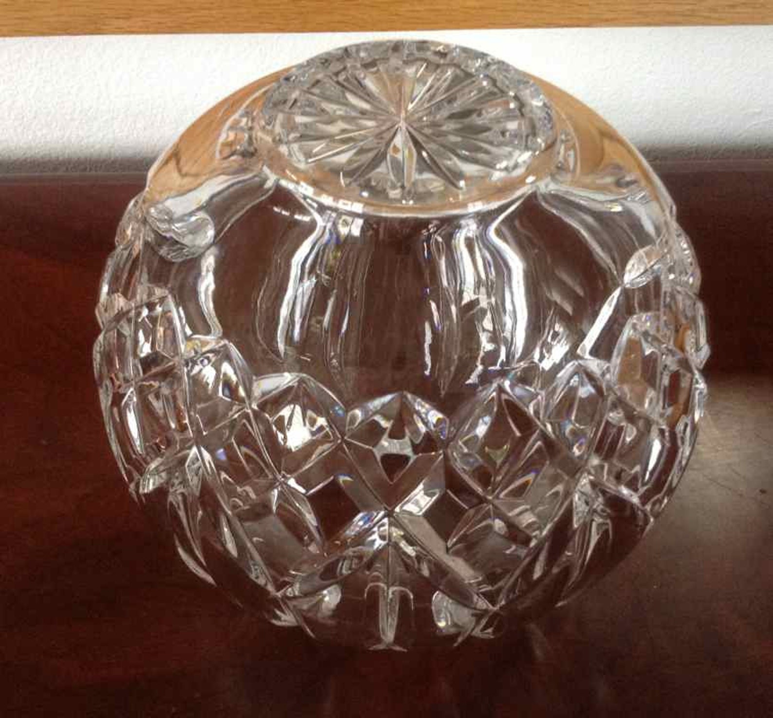 Vintage Waterford Crystal Round Rose Bowl Vase Lismore Etsy