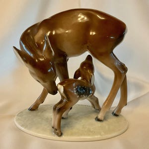 Vintage Rosenthal Porcelain "Deer with Fawn" Figurine - Designed by Rudolph Rempel - Made in Germany - 1938 to Early 1940's