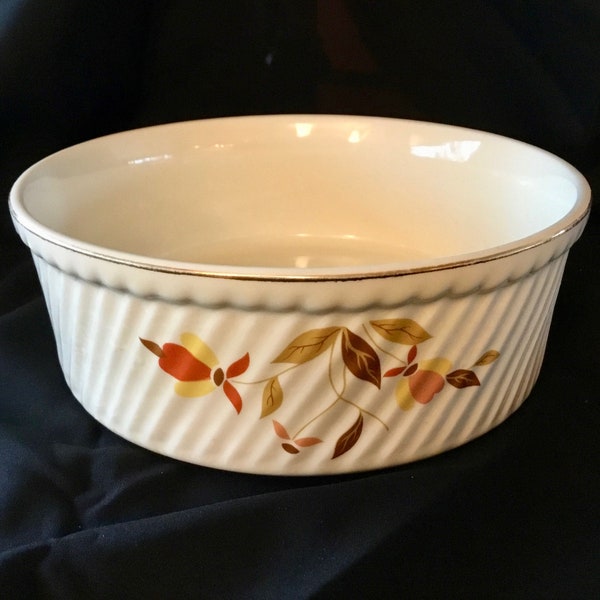 Vintage Hall's Superior Quality Kitchenware "Autumn Leaf" 7.75" Soufflé Dish - Jewel Homemakers Institute - Made in USA - 1933 to 1976