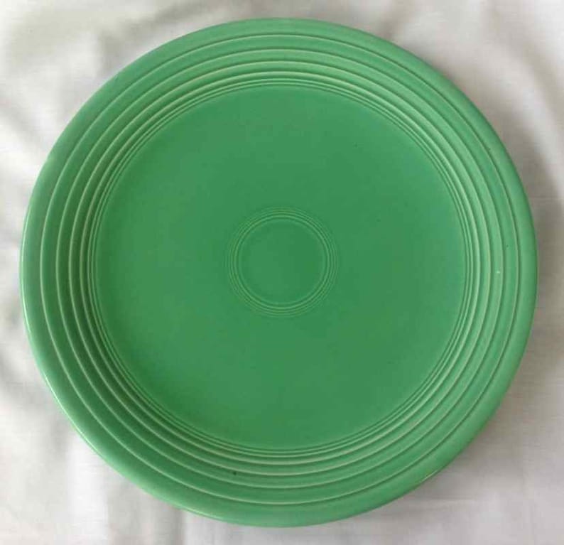 Vintage Fiesta Pottery 12.0 Green Chop Plate Made in USA 1937 to 1950 image 1