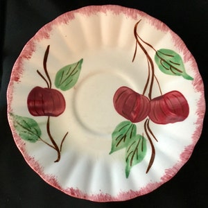 Vintage &quot;Blue Ridge&quot; Southern Potteries, Inc. - &quot;Crab Apple&quot; Pattern Saucer for Footed Cup - Made in USA - 1930&#39;s to 1957