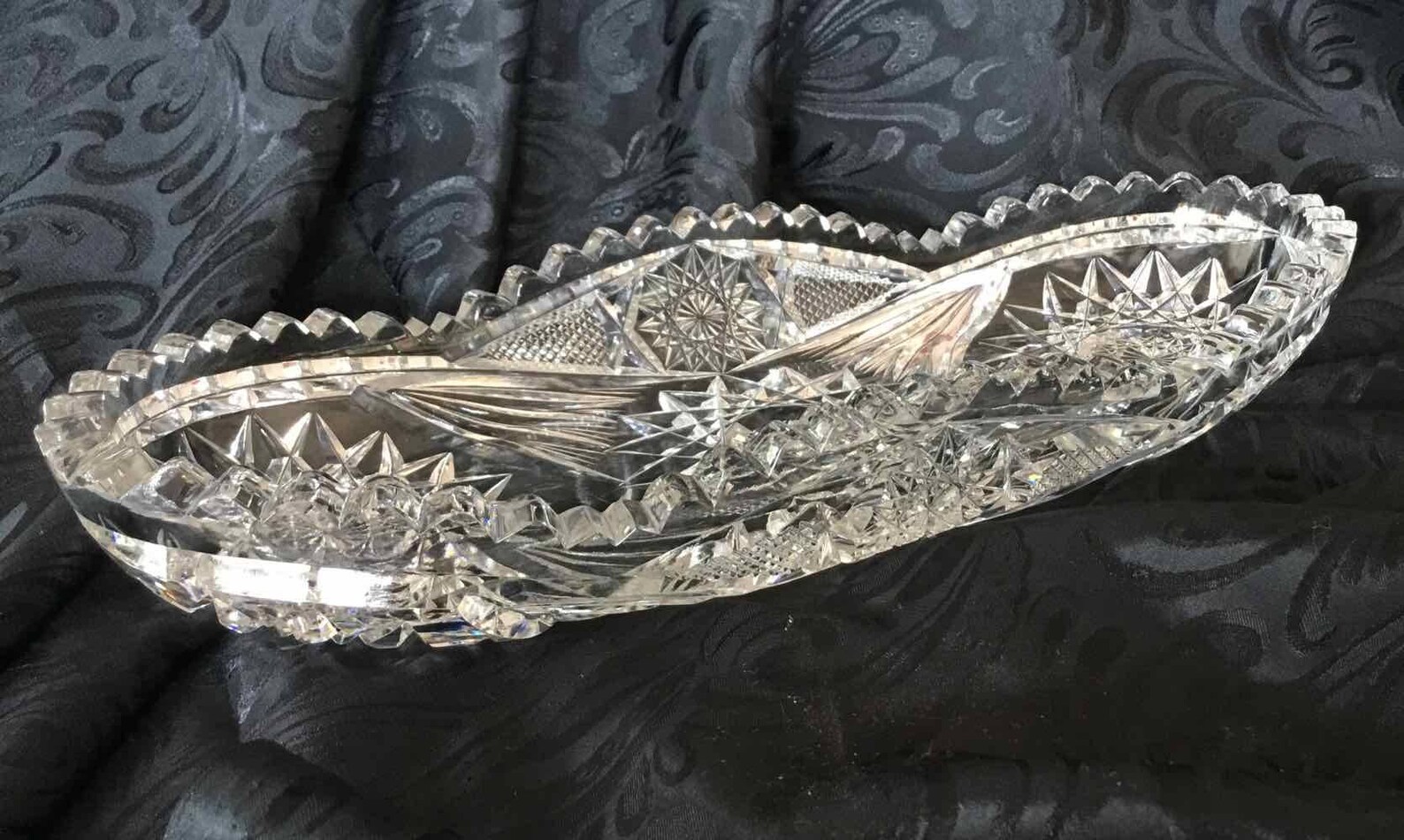 Antique American Cut Glass Celery Dish With Hobstars Fans Etsy
