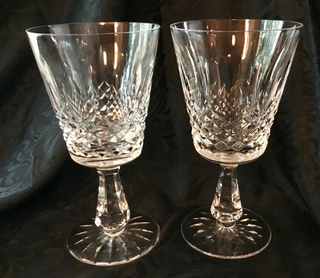 Vintage Waterford Crystal kenmare Pattern Set of Two Water Goblets Made