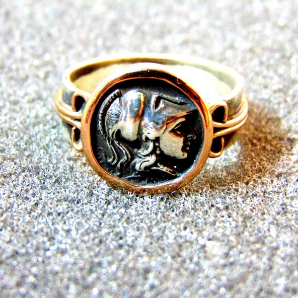 Pinky Signet Ring, Pinky Ring Men, Athena Ring, Antique Signet Ring, Ancient Coin Jewelry