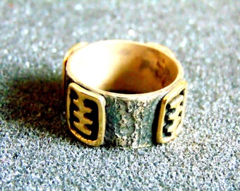 Unique Mens Ring, Gold Wide Band Ring, Antique Mens Ring, Greek Wedding Rings