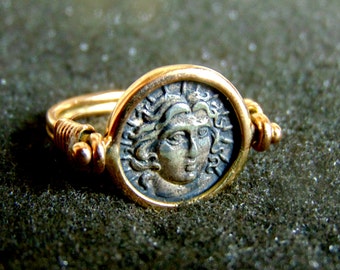 18k Gold Ring,Alexander the Great Signet Ring,Ancient Coin Replica Ring,Solid Gold 750 Rings,Ring Gift Idea,Artisan Jewelry,Greek Art