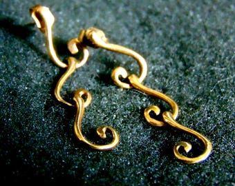 18k Gold Hängeohrringe: Handwerker Gelbgold Schmuck