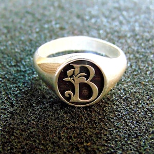 Anillo de sello con monograma, anillo de sello personalizado, anillo de sello para hombre, anillo de sello para mujer, anillo de plata para el meñique, anillo con inicial de caballero