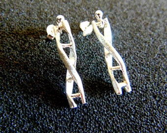 Sterling Silver DNA Earrings: Science Biology Jewelry