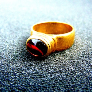 Garnet Gold Ring, 18k Solid Gold Ring, Red Stone Gold Ring, Fine Greek Jewery Handmade, Unique Womens Statement Rings