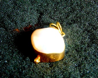 Colgante de perla de oro de 18 quilates: Piedra preciosa artesanal de oro amarillo 750