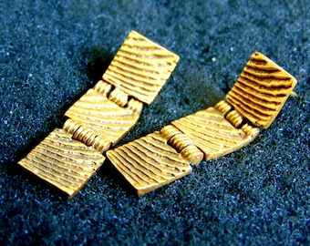 Pendientes de oro de 18k, Pendientes minimalistas colgantes de oro 750, Pendientes minimalistas para mujer, Pendientes geométricos, Regalo para ella, Joyería artesanal, Arte griego