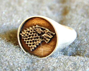Anillo de sello de plata anillo inspirado en la casa Stark anillo de lobo de plata de ley anillo inspirado en Juego de tronos joyeria artesanal idea de regalo regalos geek Etsy Espana