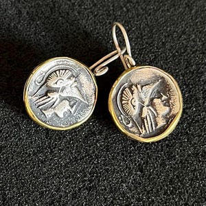 Aesthetic Athena Earrings,925 Silver Drop Athena Earrings,Stunning Ancient Greek Coin  Earrings,Greek Goddess Earrings, Greek Coin Earrings