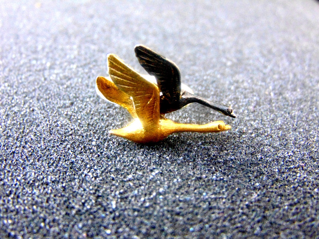 Sterling Silver Swan Ring: Gold Plated & Oxidized Bird Statement Ring ...