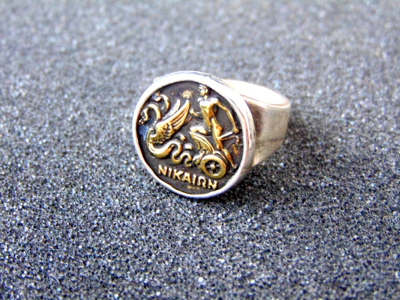 Ancient Greek Coin Ring Men Silver Ring Mens Pinky Etsy