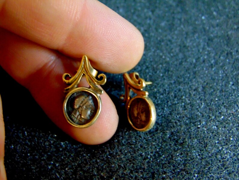 Stunning 18k gold ancient coin replica earrings-Vintage gold | Etsy