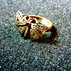 Stunning silver and rubies butterfly ring-925 silver butterfly ring-Precious stones silver ring-Gemstone ring-Women's statement ring image 2