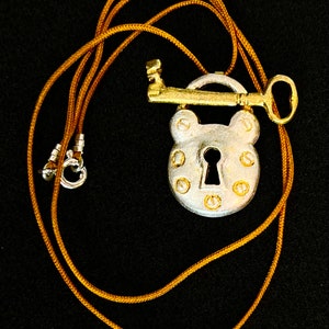 Funny Locke and Key Pendant, Valentine Silver 925 Pendant,Lock And The Key Gold Plated Pendant, Unusual Locket And Key Pendant,Locke And Key