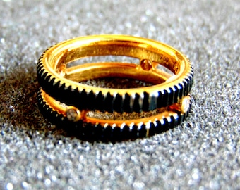 Unique Modern Two Tone Ring, Diamond Oxidized Iron and 18k Gold Ring, Mixed Metal Ring, Unusual Rings for Women, Artisan Fine Greek Jewelry