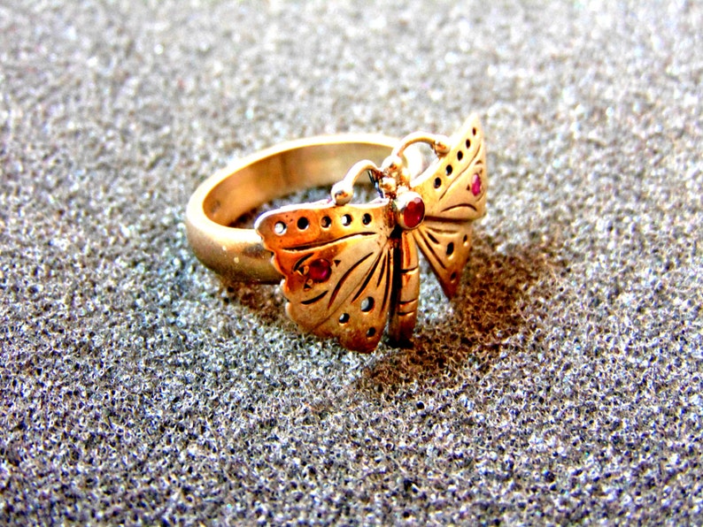 Stunning silver and rubies butterfly ring-925 silver butterfly ring-Precious stones silver ring-Gemstone ring-Women's statement ring image 1