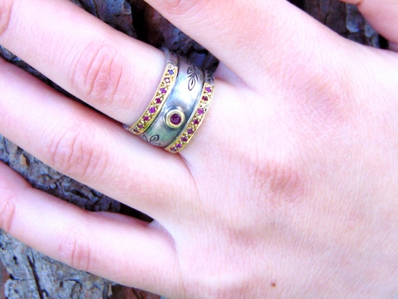 Art Deco Ruby Ring, Multi Gemstone Ring, Genuine … - image 8