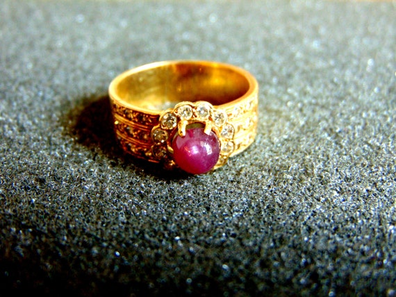 Antique Ruby Ring, Ruby Cluster Ring, Art Deco Ru… - image 3