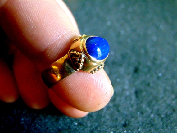 Bague En Or 585 (14 Carats) Avec Perle De Culture Akoya Et Lapis-lazuli - Taille 55
