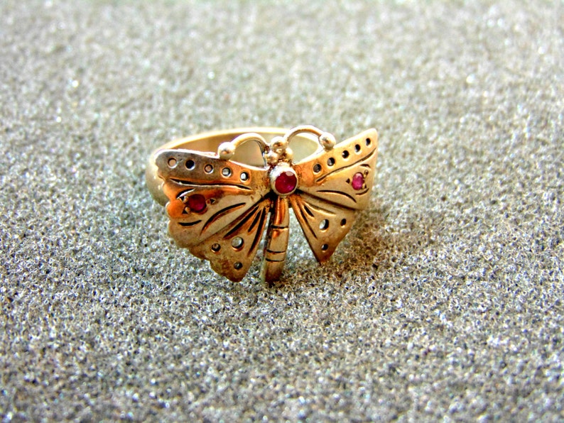 Stunning silver and rubies butterfly ring-925 silver butterfly ring-Precious stones silver ring-Gemstone ring-Women's statement ring image 5