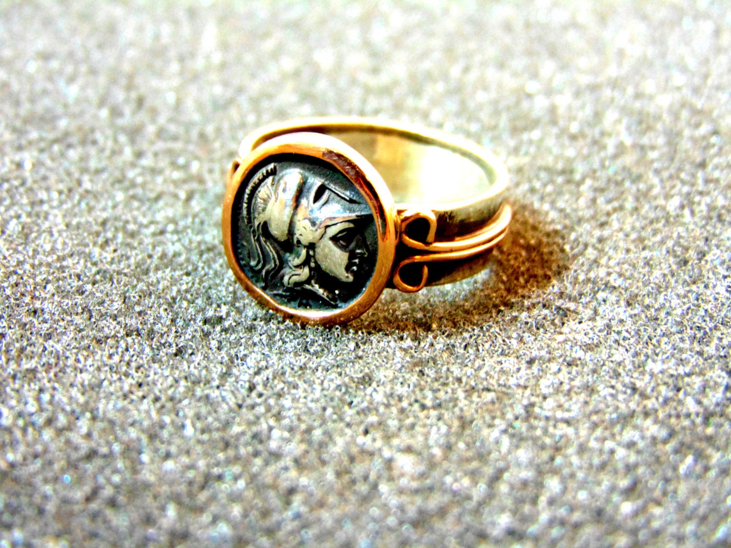 Silver and Gold Athena Ring-ancient Coin Replica - Etsy