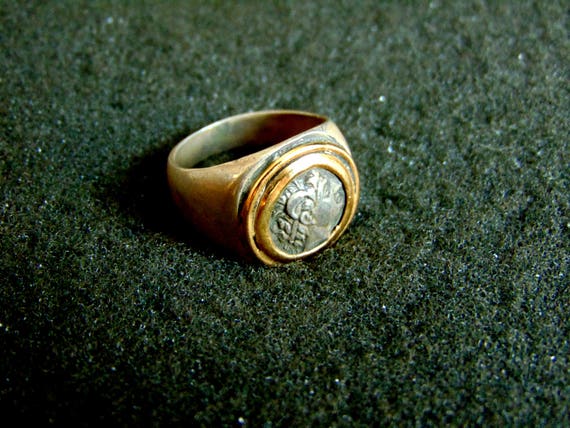 Silver and Gold Ring,Sterling Silver 14k Gold Sig… - image 3