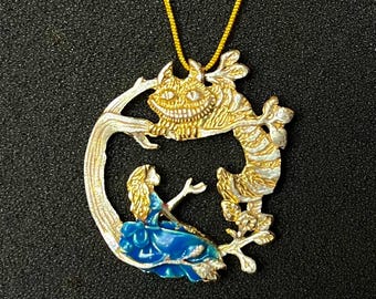 Alice in Wonderland Sterling Silver Necklace: Fairytale Bookstory Pendant