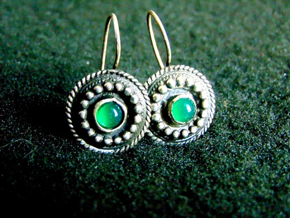 Sterling Silver Earrings silver 925 and Green Agate Drop Earrings women s Gemstone Earrings gift for Her artisan Jewelry greek Art Etsy