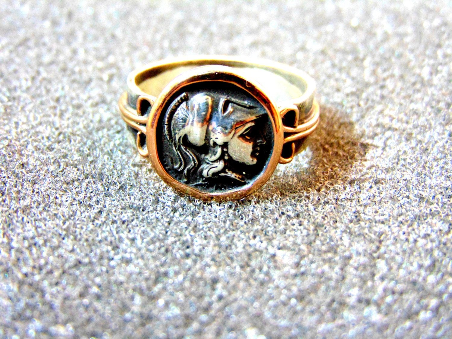 Silver & Yellow Gold Victorian Signet Men's Ring 835 & 14K Antique Co Monogram