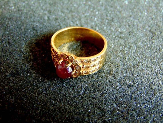 Antique Ruby Ring, Ruby Cluster Ring, Art Deco Ru… - image 5