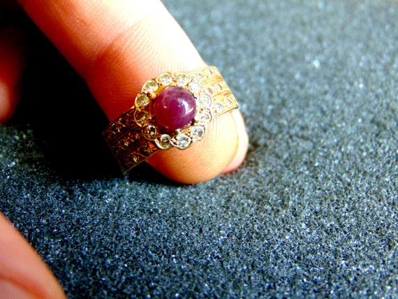 Antique Ruby Ring, Ruby Cluster Ring, Art Deco Ru… - image 4
