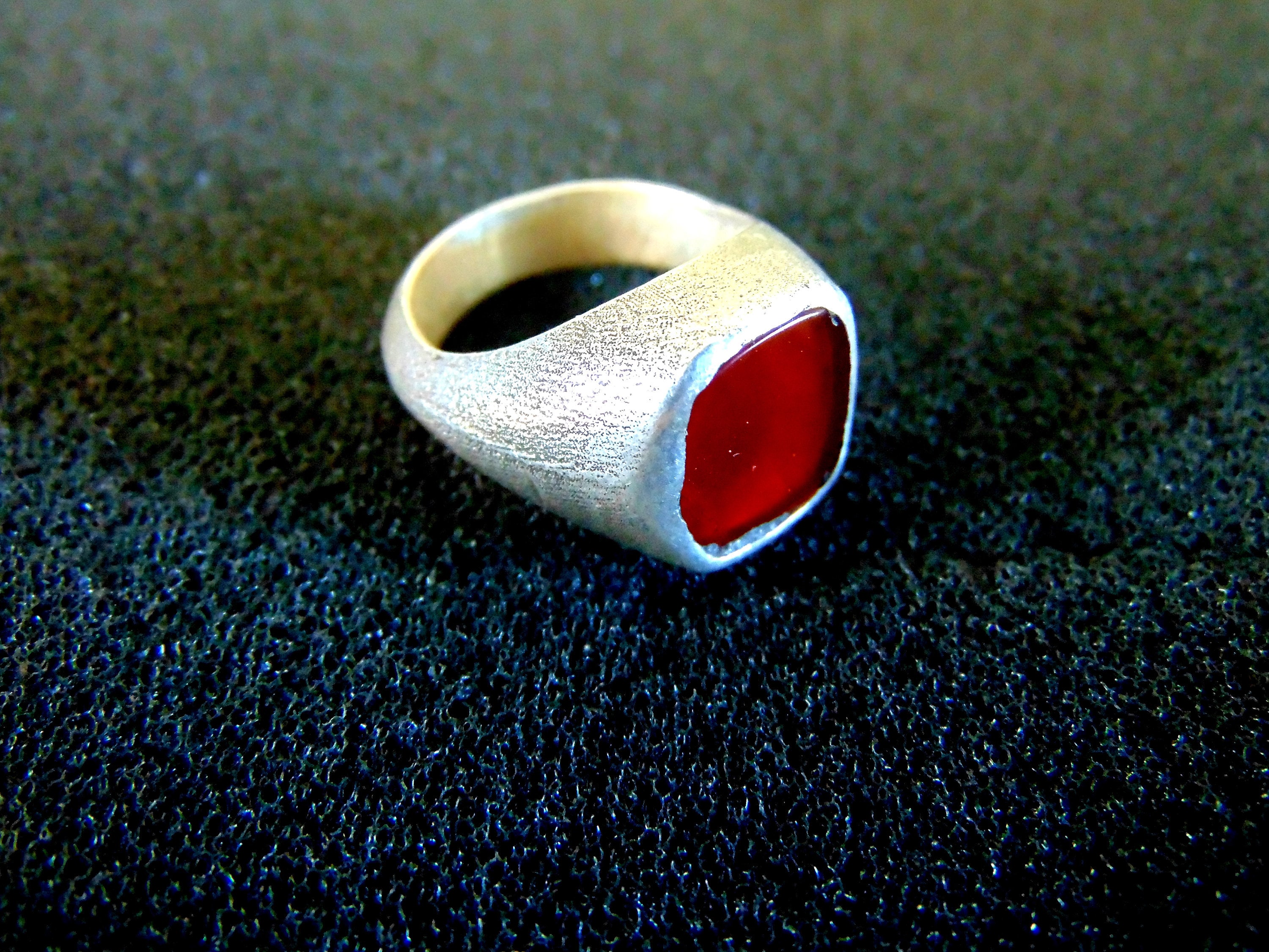 Carnelian Signet Ring | Gold & Silver Men VTG SOUTHWEST sterling silver Carnelian pinky  RING SZ 3.75 main image 1