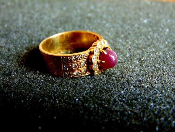 Antique Ruby Ring, Ruby Cluster Ring, Art Deco Ru… - image 2