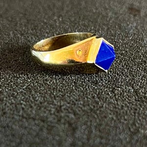 Anillo minimalista de oro, anillo de oro con lapislázuli, anillo de lapislázuli, anillo con piedra de nacimiento de diciembre, anillo de lapislázuli para hombre, anillo de lapislázuli para hombre