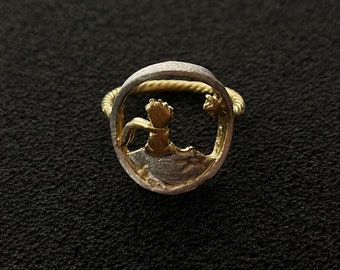 Anillo del Principito Lindo, Anillo minimalista chapado en oro del Principito, Anillo original del Principito, Anillo de plata de un niño mirando las estrellas