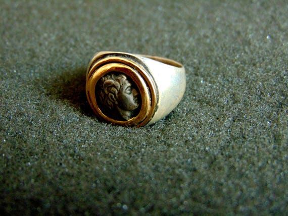 Silver and Gold Ring,Sterling Silver 14k Gold Sig… - image 4
