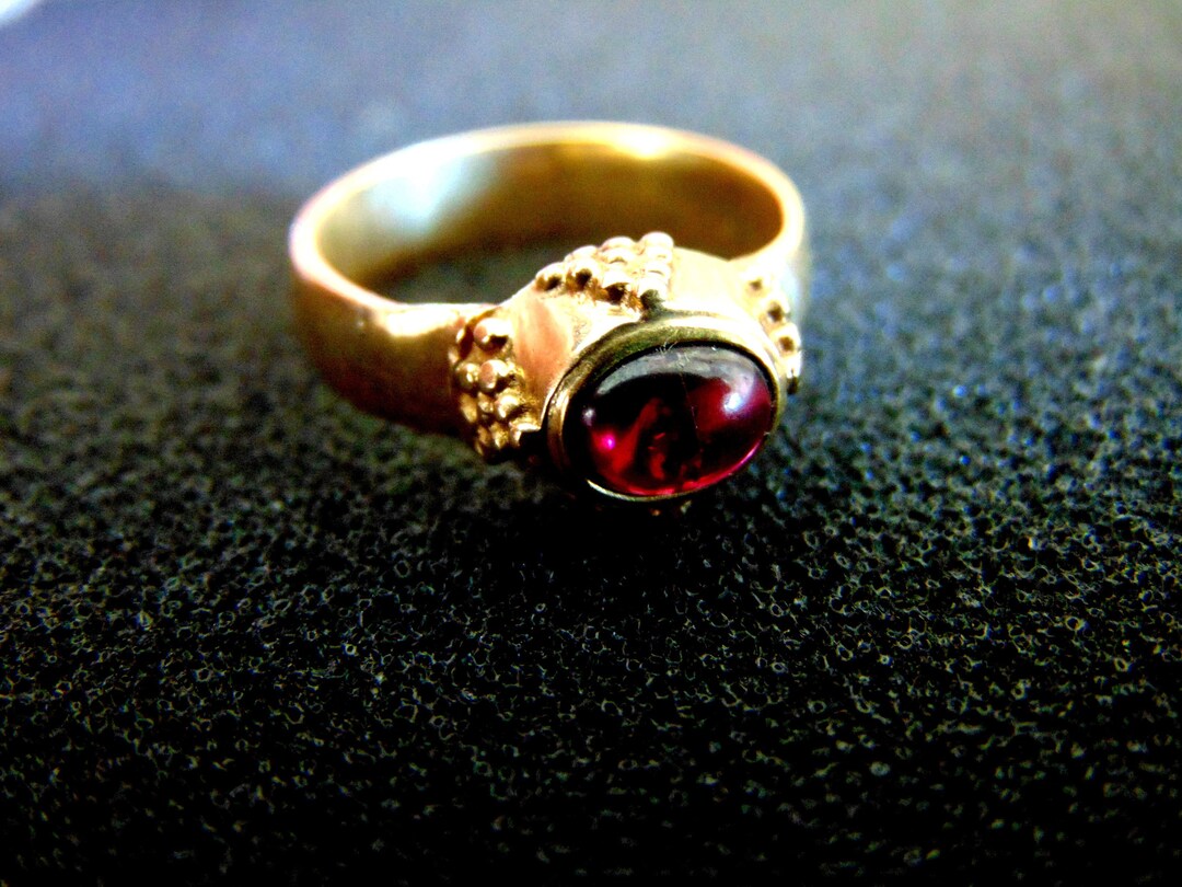 Gold Garnet Ring Byantine Jewelry Natural Garnet Ring - Etsy