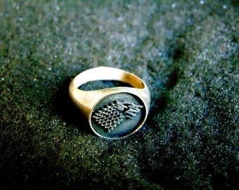 Anillo de sello de plata anillo inspirado en la casa Stark anillo de lobo de plata de ley anillo inspirado en Juego de tronos joyeria artesanal idea de regalo regalos geek Etsy Espana