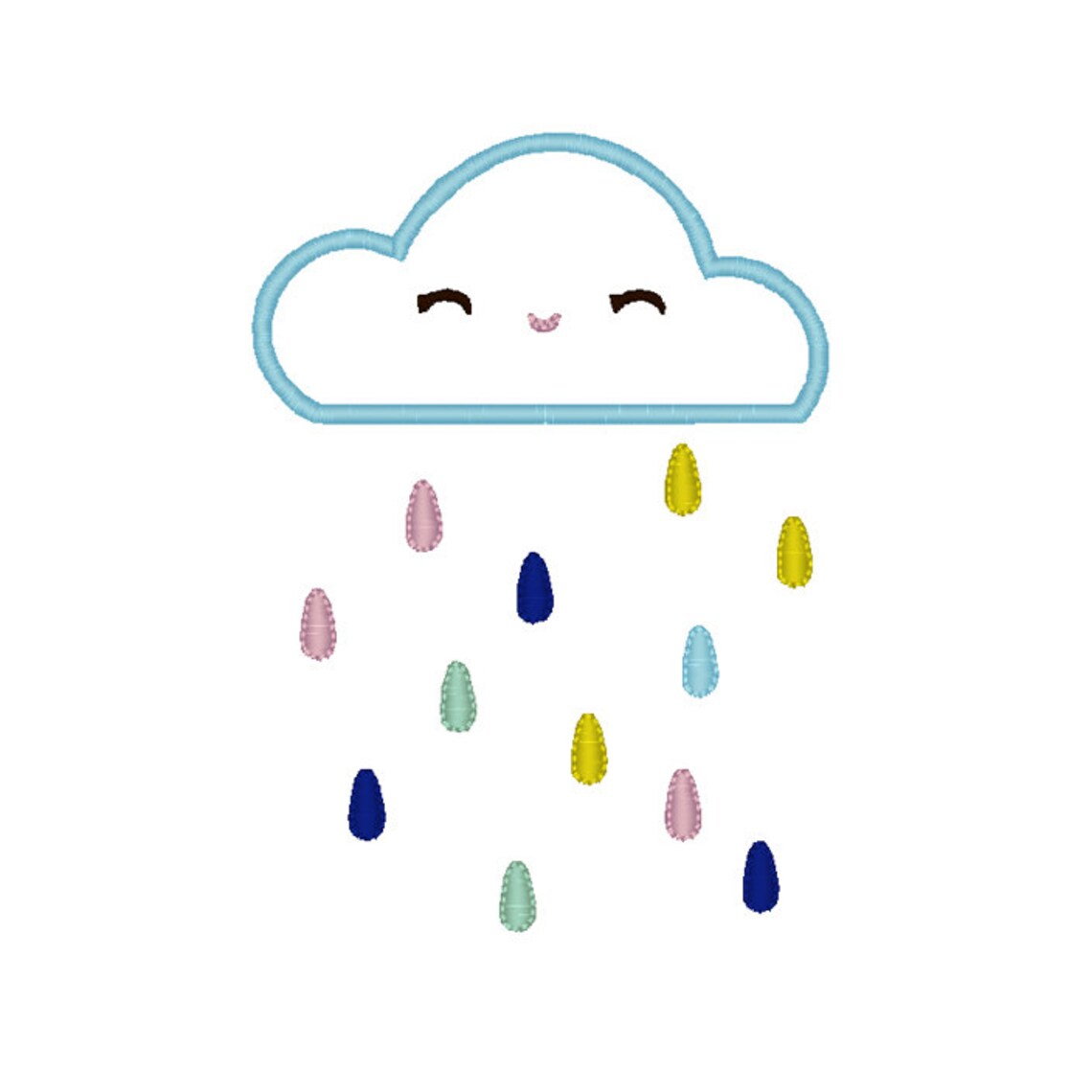 Rain Cloud Applique Embroidery Design Pattern for Machine Etsy