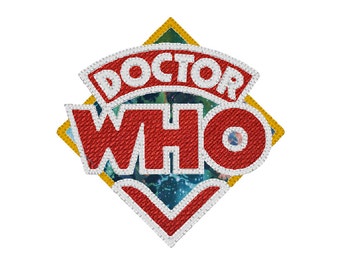 Doctor Who Logo Applique Embroidery Design Pattern for Machine 70s classic vintage Tom Baker geek sci-fi dr who bbc diamond tv cult