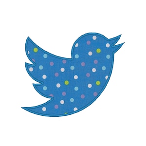 Blue Bird Applique Embroidery Design Pattern for Machine Twitter Tweet Logo Pop Culture Social Media