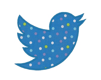 Blå fågelapplikation broderidesignmönster för maskin Twitter Tweet-logotyp popkultur sociala medier